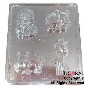 MOLDE PLACA 00F203 MOTIVOS ANIMALES SALVAJES 160X160MM APROX TRANSPARENTE x 10